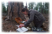 student conducting research in the field