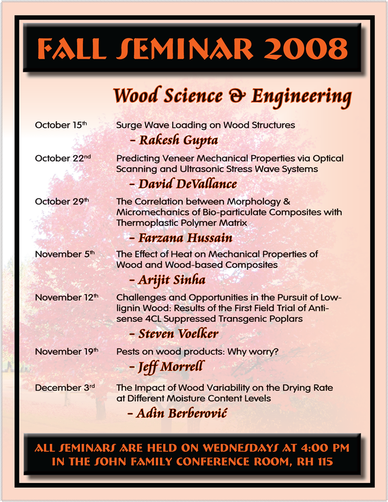 2008 Fall Seminar Schedule